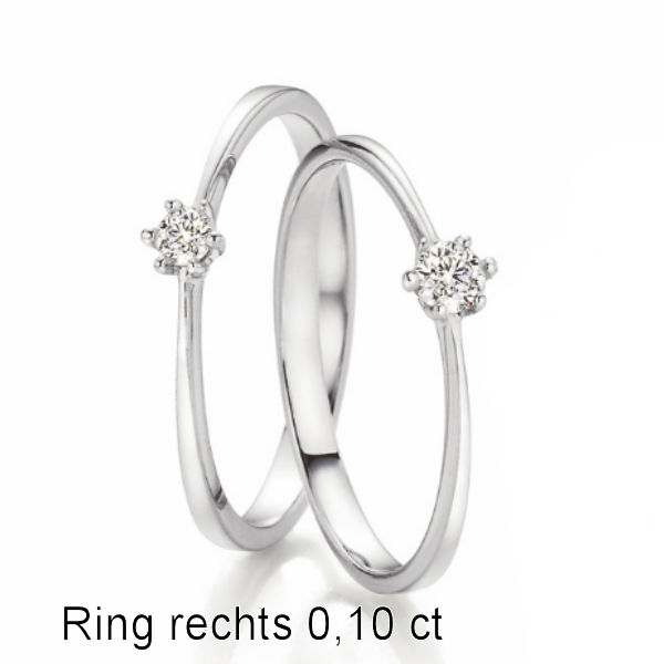 Solitaire Ring Weissgold mit 0,100 ct